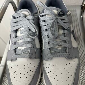 Nike Mens Dunk Low Light Gray and White Sneakers